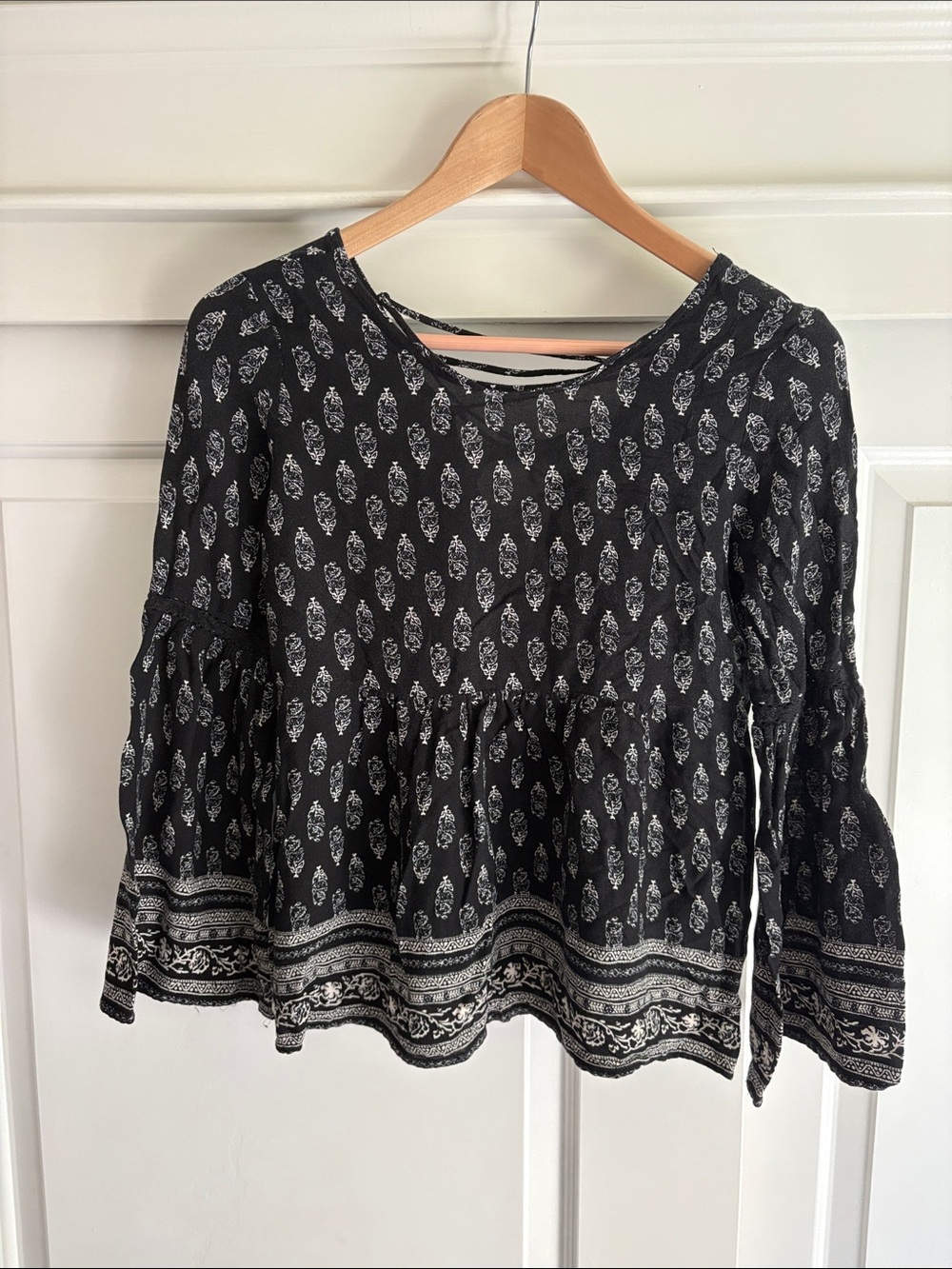 Timing Black and White Printed Peplum Blouse